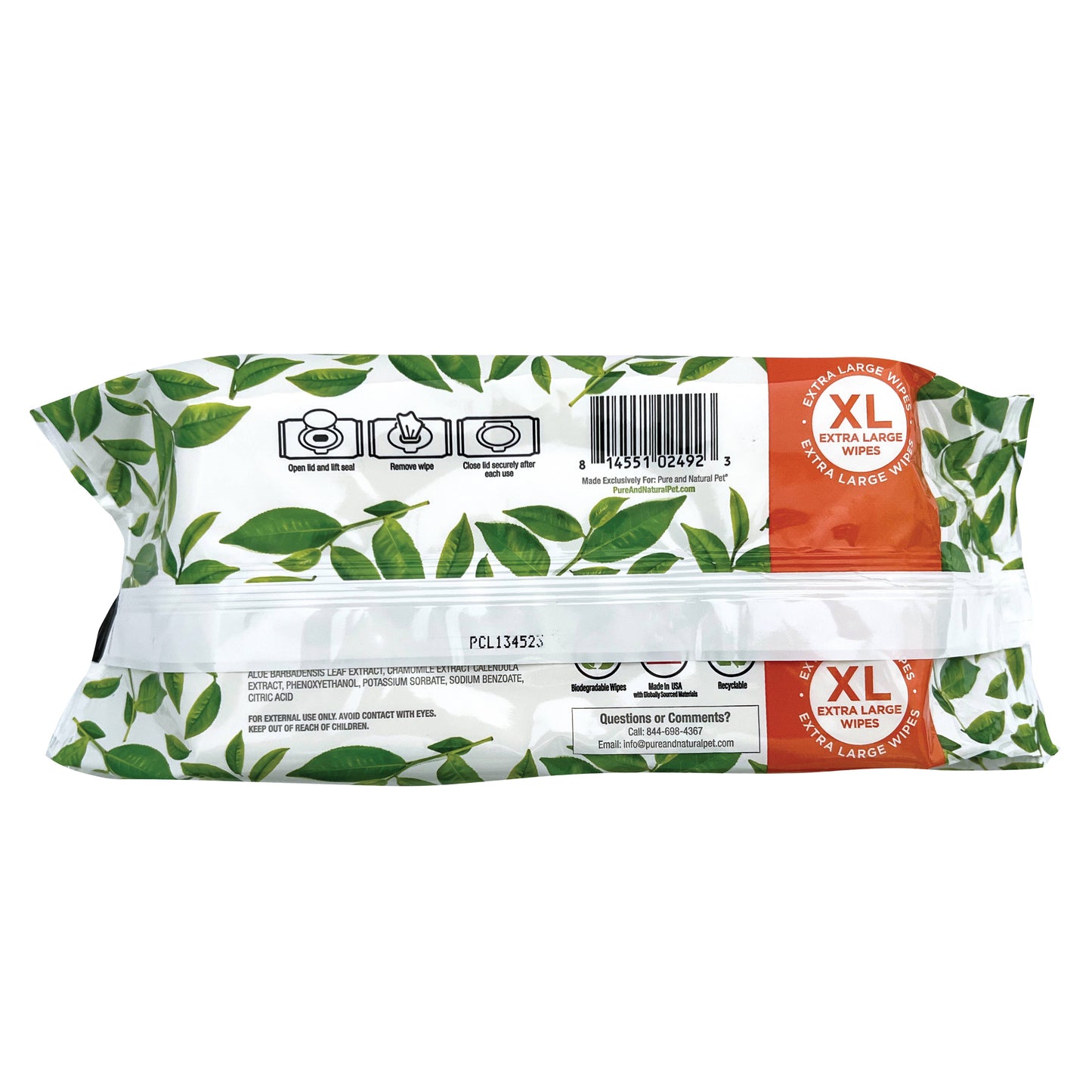 Pure and Natural Pet Gentle & Safe Pet Wipes – 100 Count