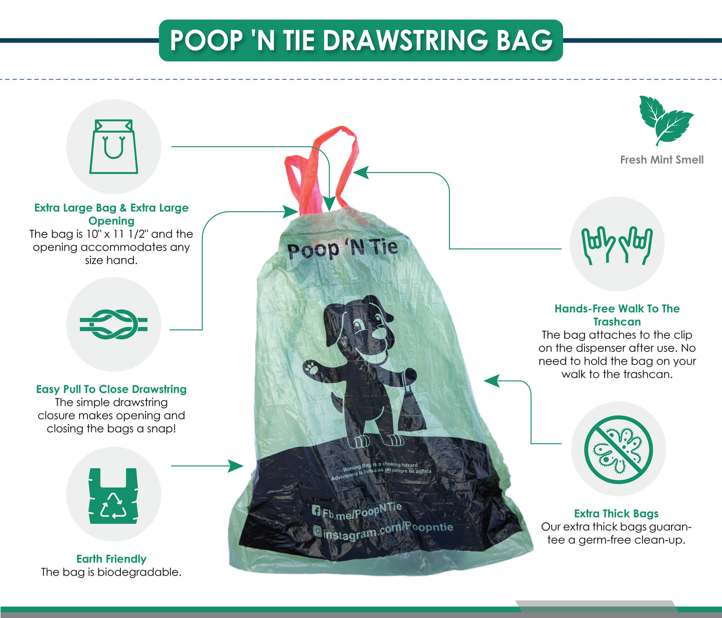 Drawstring Dog Poop Bags – 240 Count