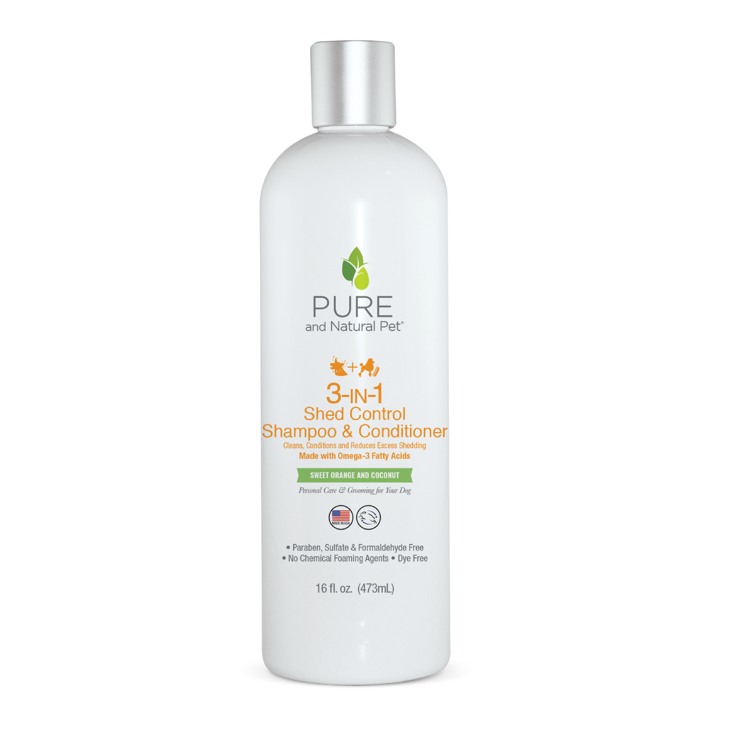 Pure and Natural Pet Sweet Orange & Coconut Shed Control Shampoo & Conditioner – 16 fl. oz